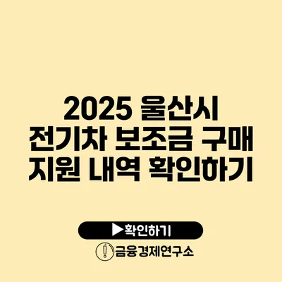 2025 울산시 전기차 보조금 구매 지원 내역 확인하기