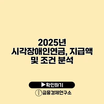 2025년 시각장애인연금, 지급액 및 조건 분석