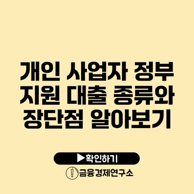 개인 사업자 정부 지원 대출 종류와 장단점 알아보기
