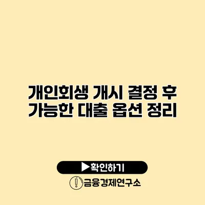 개인회생 개시 결정 후 가능한 대출 옵션 정리