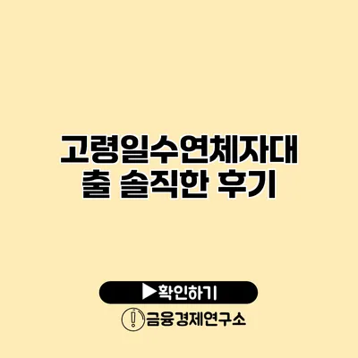 고령일수연체자대출 솔직한 후기