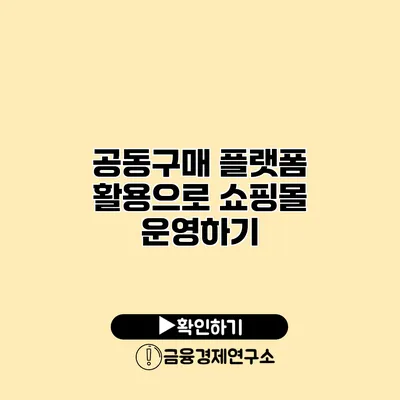 공동구매 플랫폼 활용으로 쇼핑몰 운영하기