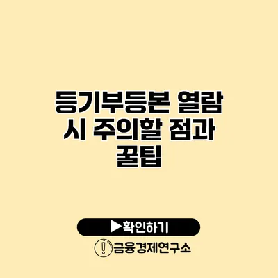 등기부등본 열람 시 주의할 점과 꿀팁