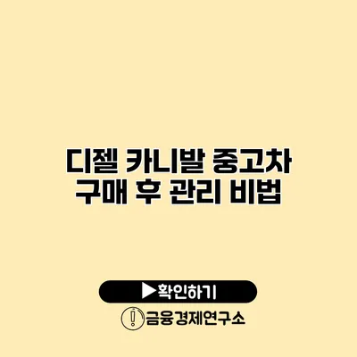 디젤 카니발 중고차 구매 후 관리 비법