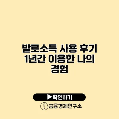 발로소득 사용 후기 1년간 이용한 나의 경험