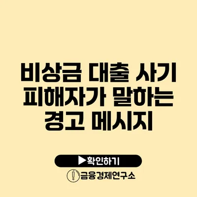 비상금 대출 사기 피해자가 말하는 경고 메시지