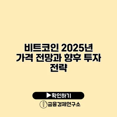 비트코인 2025년 가격 전망과 향후 투자 전략