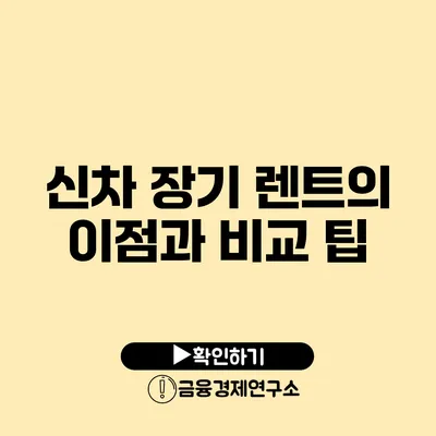 신차 장기 렌트의 이점과 비교 팁