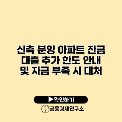 신축 분양 아파트 잔금 대출 추가 한도 안내 및 자금 부족 시 대처