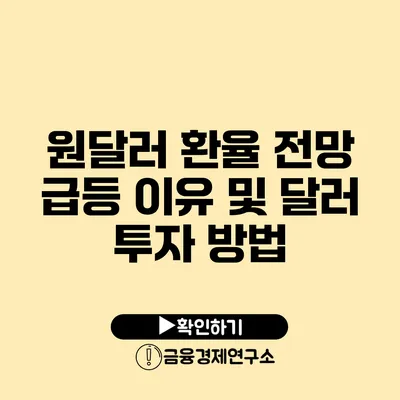 원달러 환율 전망: 급등 이유 및 달러 투자 방법