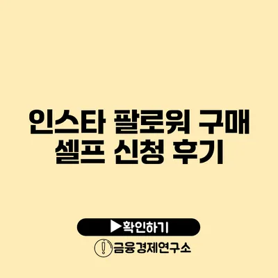 인스타 팔로워 구매 셀프 신청 후기