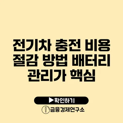 전기차 충전 비용 절감 방법 배터리 관리가 핵심