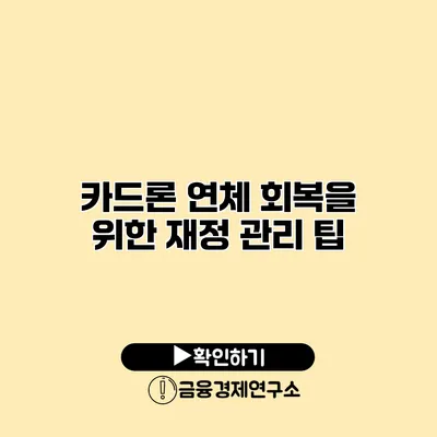 카드론 연체 회복을 위한 재정 관리 팁