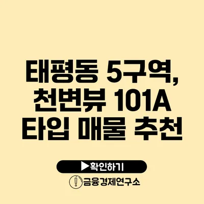 태평동 5구역, 천변뷰 101A 타입 매물 추천