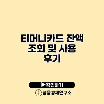 티머니카드 잔액 조회 및 사용 후기