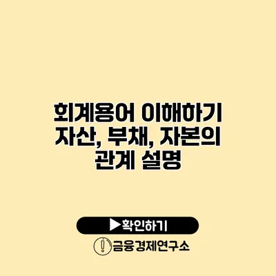 회계용어 이해하기 자산, 부채, 자본의 관계 설명