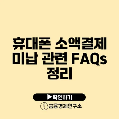 휴대폰 소액결제 미납 관련 FAQs 정리