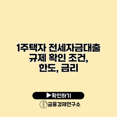 1주택자 전세자금대출 규제 확인 조건, 한도, 금리