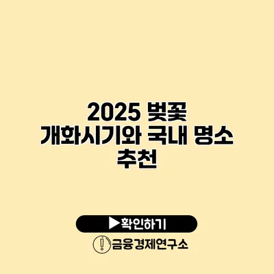 2025 벚꽃 개화시기와 국내 명소 추천