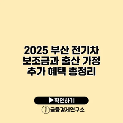 2025 부산 전기차 보조금과 출산 가정 추가 혜택 총정리