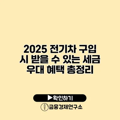2025 전기차 구입 시 받을 수 있는 세금 우대 혜택 총정리
