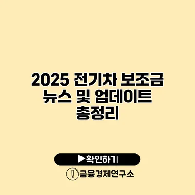 2025 전기차 보조금 뉴스 및 업데이트 총정리