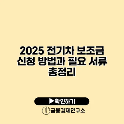 2025 전기차 보조금 신청 방법과 필요 서류 총정리