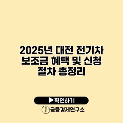 2025년 대전 전기차 보조금 혜택 및 신청 절차 총정리