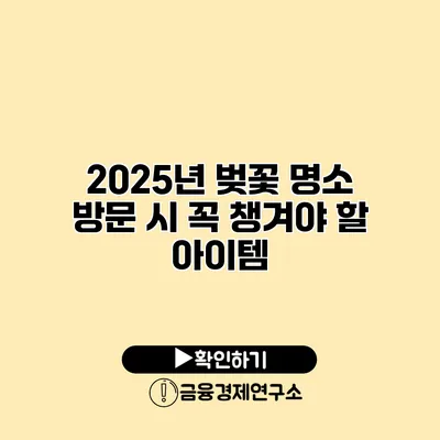 2025년 벚꽃 명소 방문 시 꼭 챙겨야 할 아이템