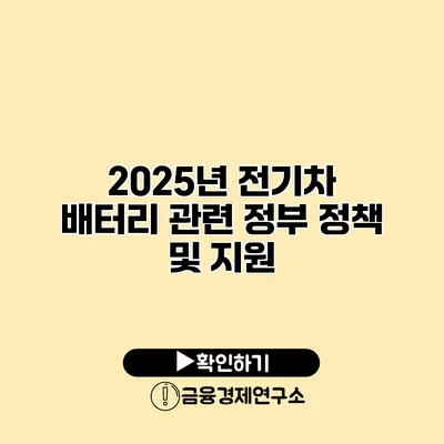 2025년 전기차 배터리 관련 정부 정책 및 지원