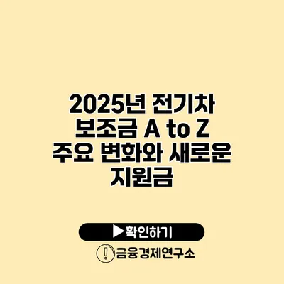2025년 전기차 보조금 A to Z 주요 변화와 새로운 지원금
