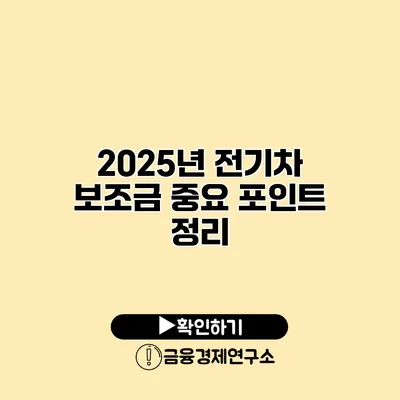 2025년 전기차 보조금 중요 포인트 정리