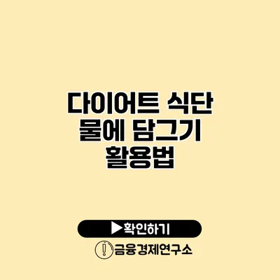다이어트 식단 물에 담그기 활용법
