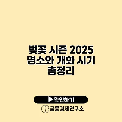 벚꽃 시즌 2025 명소와 개화 시기 총정리