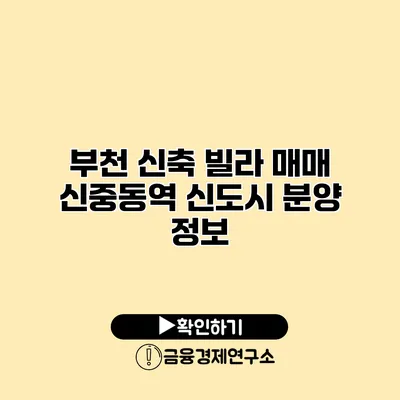 부천 신축 빌라 매매 신중동역 신도시 분양 정보