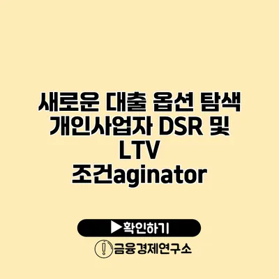 새로운 대출 옵션 탐색 개인사업자 DSR 및 LTV 조건aginator