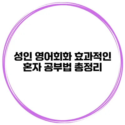 성인 영어회화 효과적인 혼자 공부법 총정리