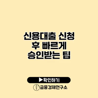 신용대출 신청 후 빠르게 승인받는 팁