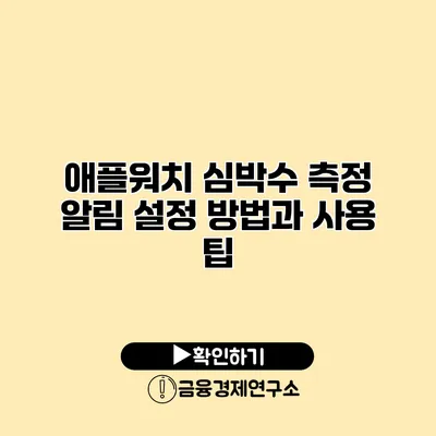 애플워치 심박수 측정 알림 설정 방법과 사용 팁
