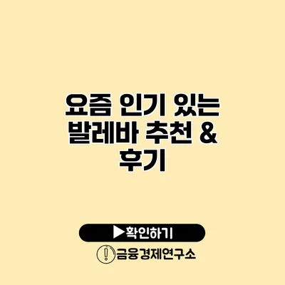 요즘 인기 있는 발레바 추천 & 후기