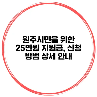 원주시민을 위한 25만원 지원금, 신청 방법 상세 안내