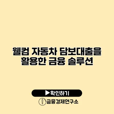웰컴 자동차 담보대출을 활용한 금융 솔루션