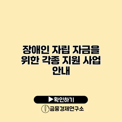 장애인 자립 자금을 위한 각종 지원 사업 안내