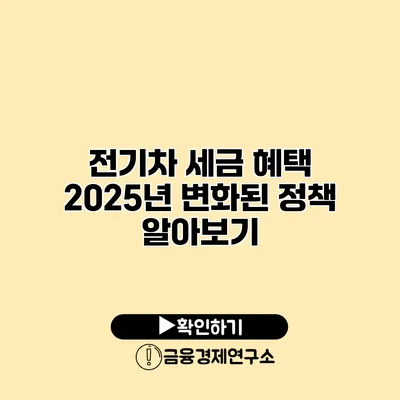 전기차 세금 혜택 2025년 변화된 정책 알아보기