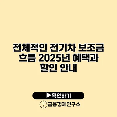 전체적인 전기차 보조금 흐름 2025년 혜택과 할인 안내