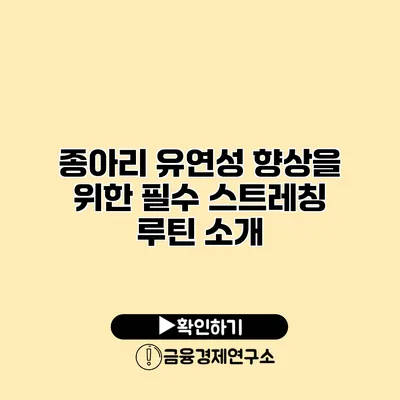 종아리 유연성 향상을 위한 필수 스트레칭 루틴 소개