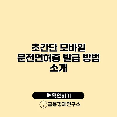 초간단 모바일 운전면허증 발급 방법 소개