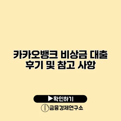 카카오뱅크 비상금 대출 후기 및 참고 사항