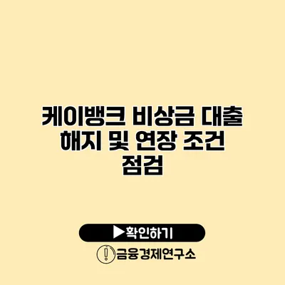 케이뱅크 비상금 대출 해지 및 연장 조건 점검