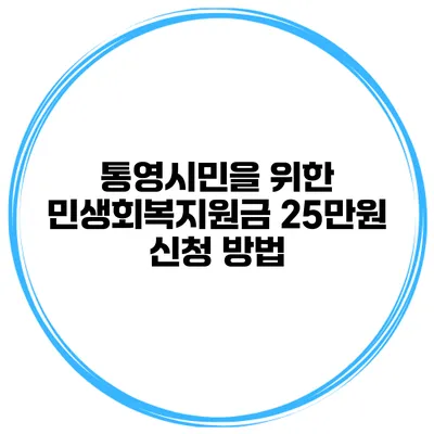 통영시민을 위한 민생회복지원금 25만원 신청 방법